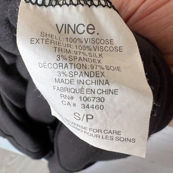Vince Top Womens Size S/P Black Long Sleeve Silk Blend Minimalist Leisurewear - Picture 13 of 15